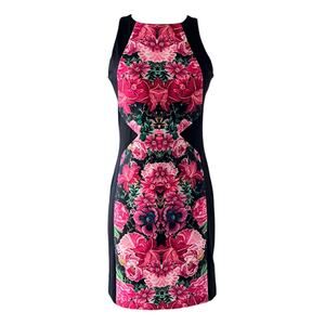 AMANDA UPRICHARD Sheath Dress Black Pink Floral Sleeveless Crew Neck Small NWT